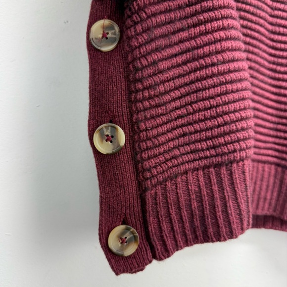 Madewell size XS Women’s Maroon Cotton/Wool Side Button Turtleneck Sweater - Picture 4 of 8